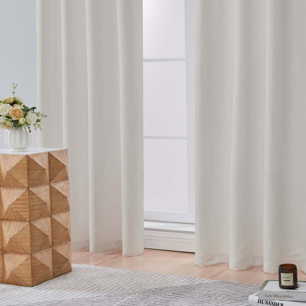 Peal Blackout Curtains 84 Inch Length 2 Panels Set, Thermal Insulated Room Darkening Light Blocking Rod Pocket Window