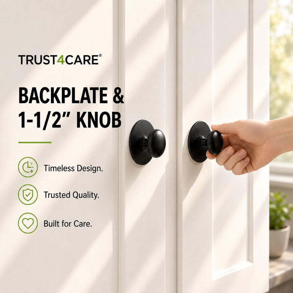 2.3" Black Backplates for Bifold Closet Door Cabinet Knob
