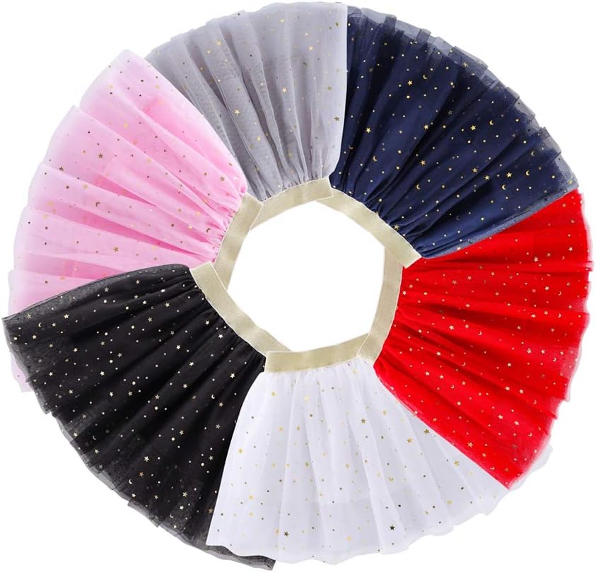 Toddlers Girls Sparkle Tulle Tutu Skirt with Sequins Stars Moon Sun