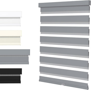 Cordless Zebra Blinds for Windows with Free-Stop(Gray,36" W x 72" H) Dual Layer Shades for Day & Night Privacy and