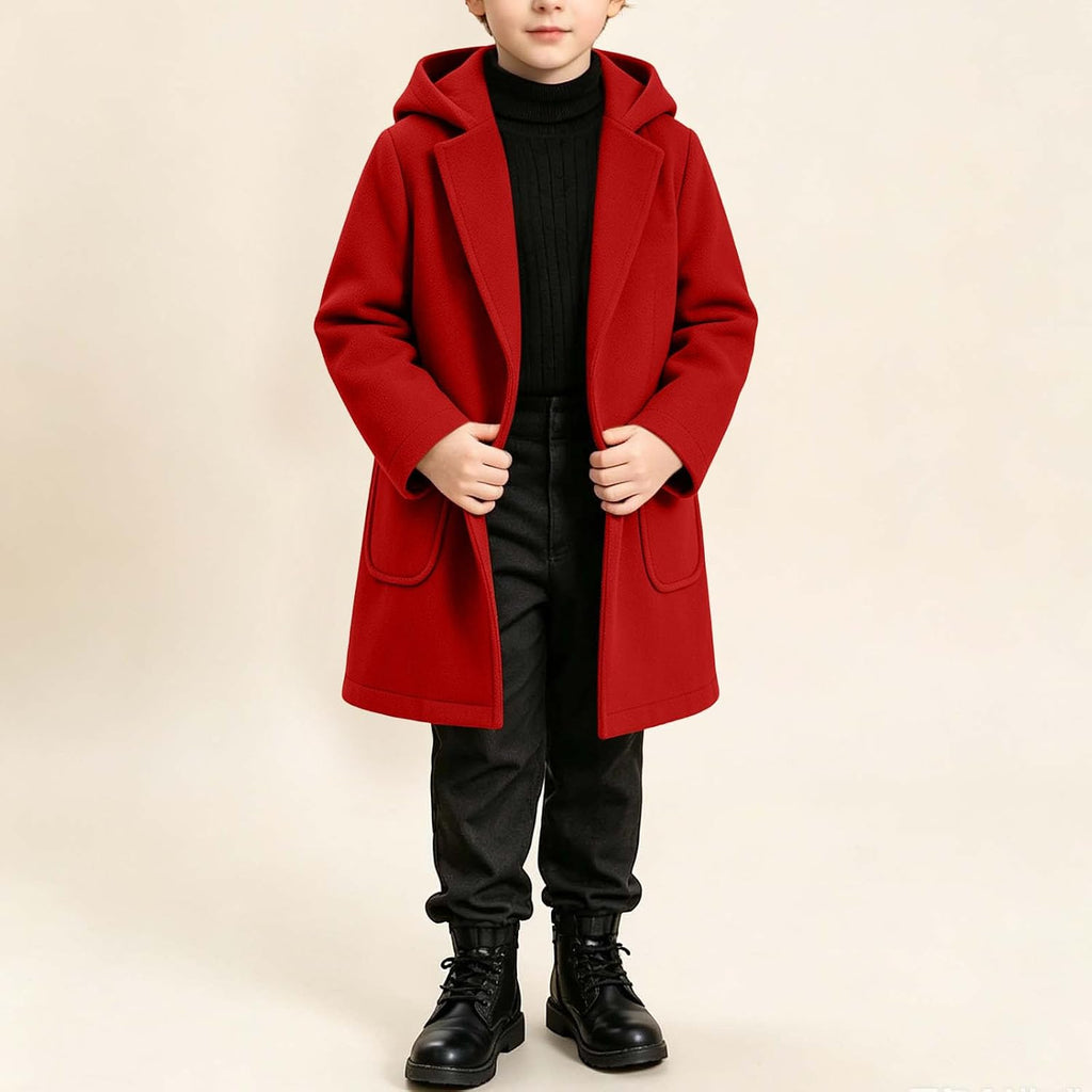 Girls Wool Trench Coat Teens Button Front Outerwear with Pockets
