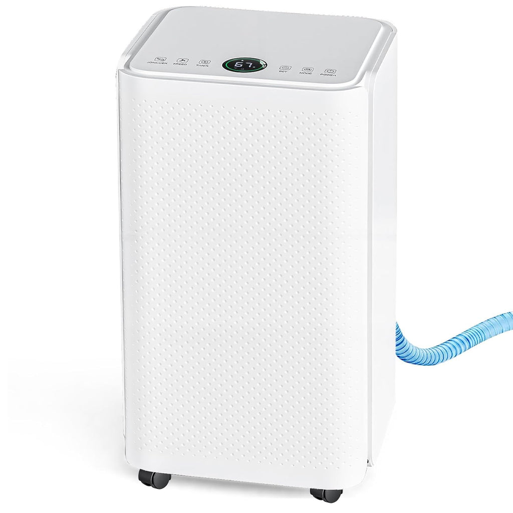 30Pints Dehumidifier with Drain Hose, 2,000 Sq.Ft Dehumidifier for Basement, 0.53 Gallon Tank, Low 38dB