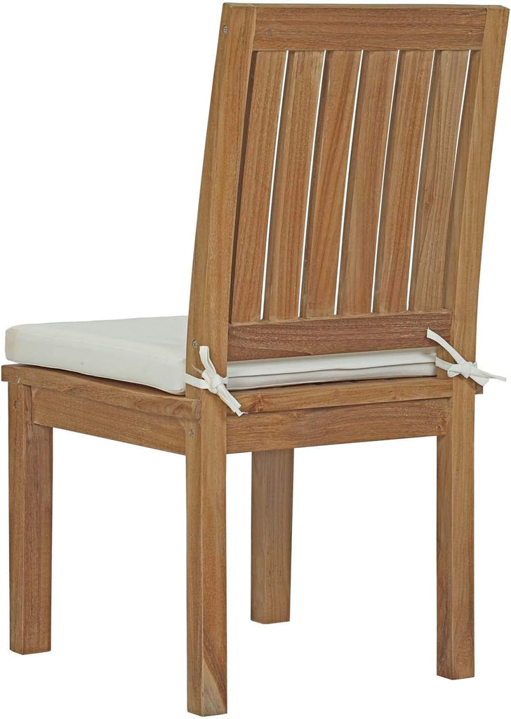 Marina Premium Grade A Teak Wood 7 Piece Patio Teak Outdoor Dining Set in Natural White