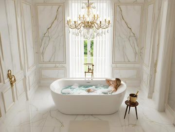 Acrylic Freestanding Bathtub, 71-Inch White Soaking Tub with Air Bubble Jets, Manual Control, Modern Stand-Alone Design