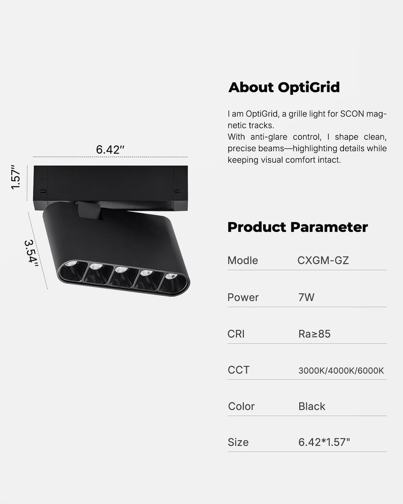 7W Magnetic Track Grille light Head, 24V DC Dimmable LED Track Light, ETL