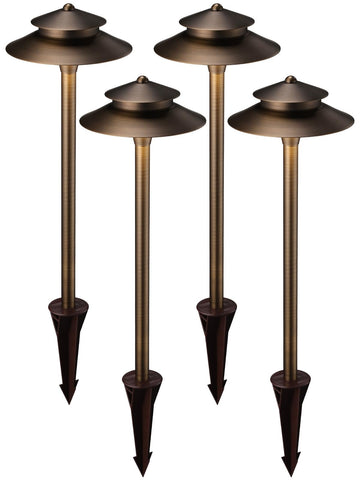 Stratum 12V Cast Brass 2-Tier Path Light, Bronze