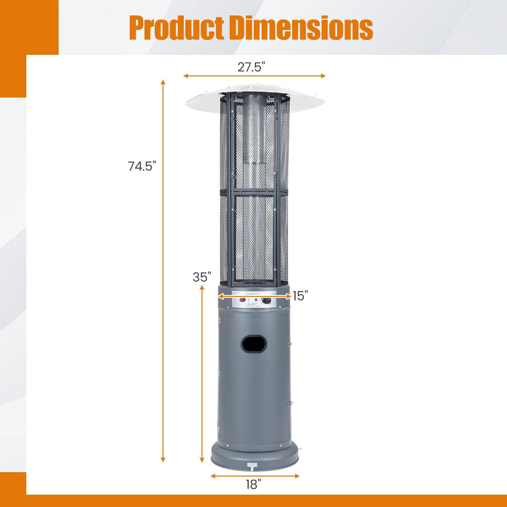 Propane Patio Heater with Wheels, Easy Ignition, 34,000 BTU