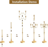 Gold Candelabra, 50'' Tall Floor Candle Holders, 1Pc Metal 5 Arm Candelabra Candle Holder Centerpiece for 5