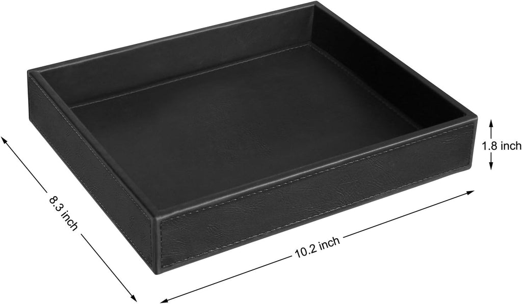 Valet Tray Nightstand Organizer Leather Catchall Tray for Perfume,Jewelry,Key and Remote on Counter or Dresser(Black)