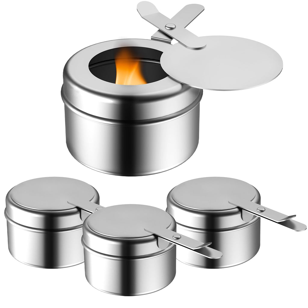 8 Pack Chafing Fuel Holder, Stainless Steel Fuel Holders with Safety Cover, Canned Heat Holder for Chafing Dish