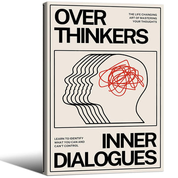 Maximalist Vintage Mental Health Posters Retro Unique Eclectic Wall Art 16x24 inch Framed Overthinkers Inner