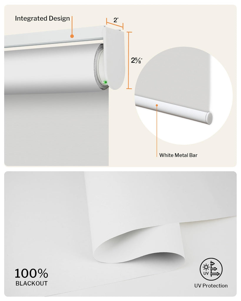 Motorized Blinds with Remote APP Control Blackout Roller Shades for Indoor Windows (Cross Texture White, "