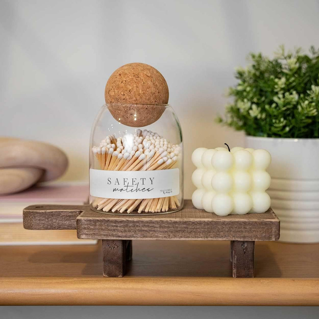 Decorative White Safety Wooden Match Holder | Cute Glass Bottle Jar for Lighting Candles | Premium Long 3" Bulk Long - Set of 135