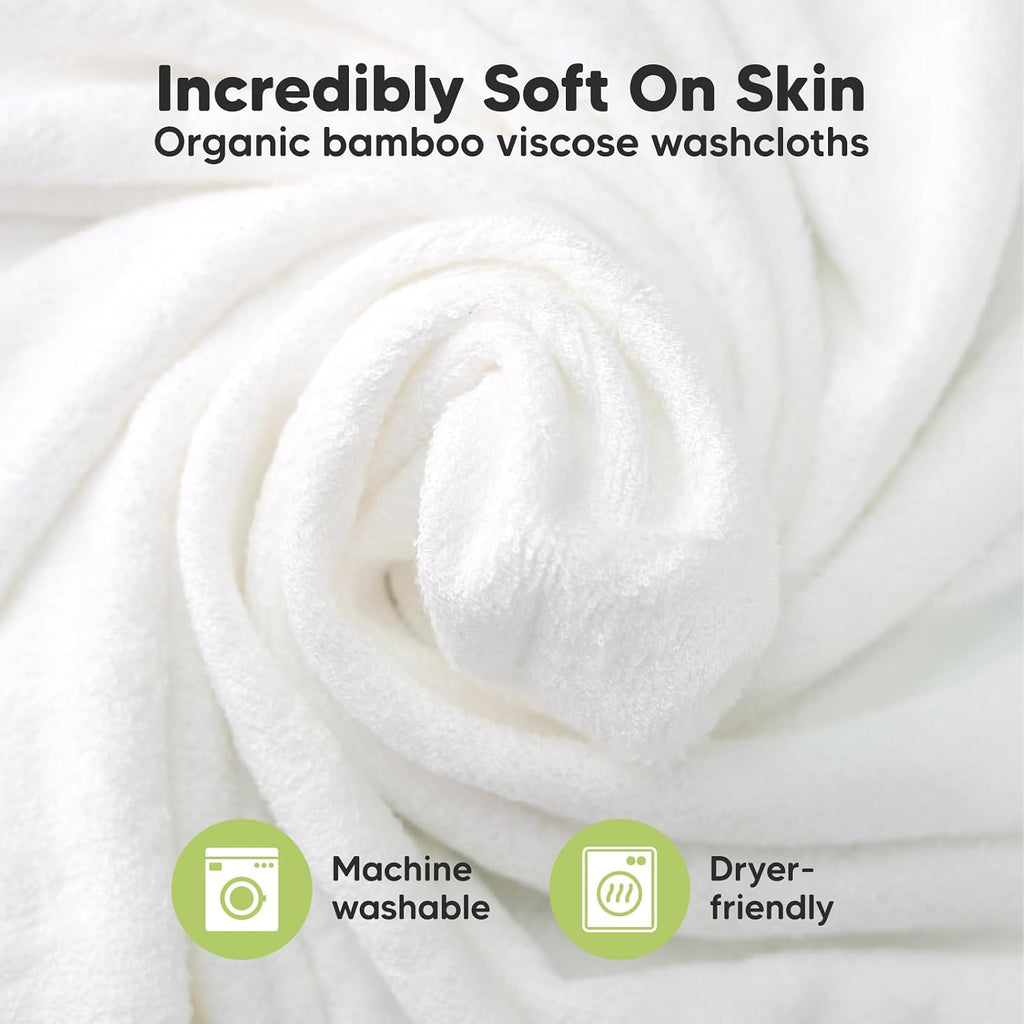 Baby Hooded Towel and Pack Organic Baby Washcloths - Viscose from Bamboo Baby Towel, Soft Bamboo Viscose Washcloth