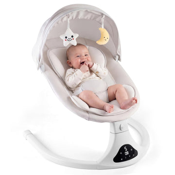 Electric Baby Swing with Remote Control,5 Speeds&Portable&Cozy(0,Grey)