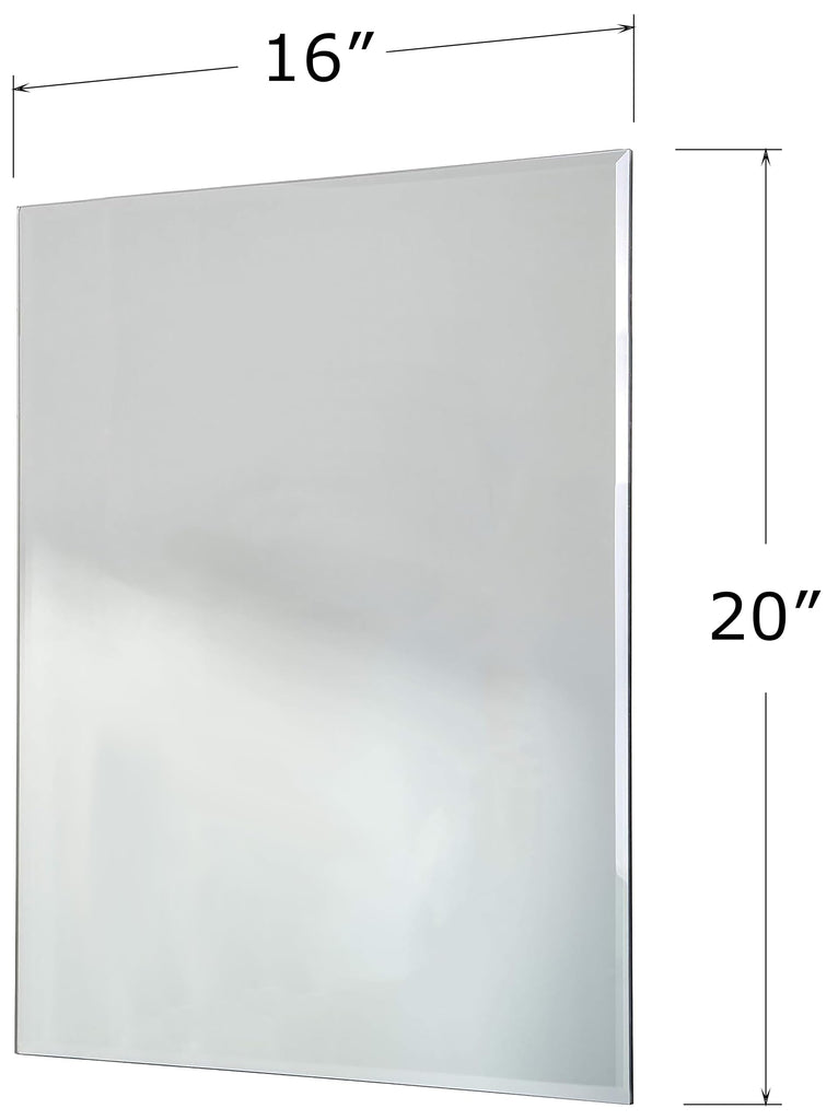 16" x 20" Large Decorative Frameless Beveled Edge Wall Hanging Mirror, Rectangular