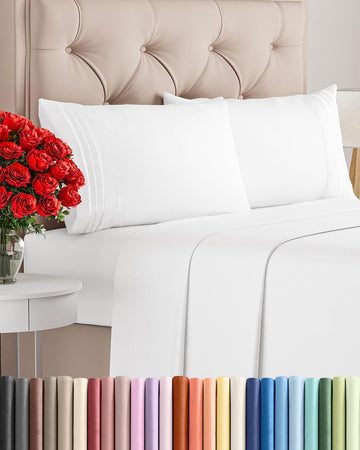 4 Piece Sheet Set - Comfy Breathable & Cooling Sheets - Hotel Luxury Bed Sheets for Women & Men - Deep Pockets