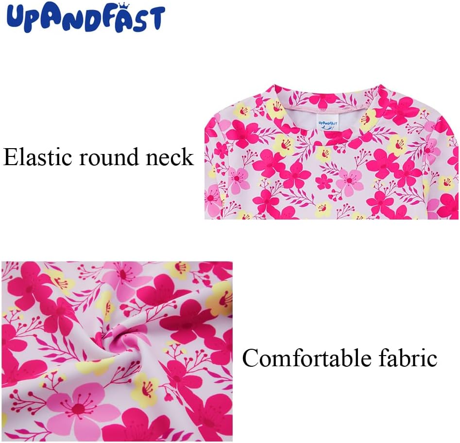 Girls Rash Guard Set Long Sleeve Two Piece Swimsuit with UPF 50+ Sun Protection for Girls