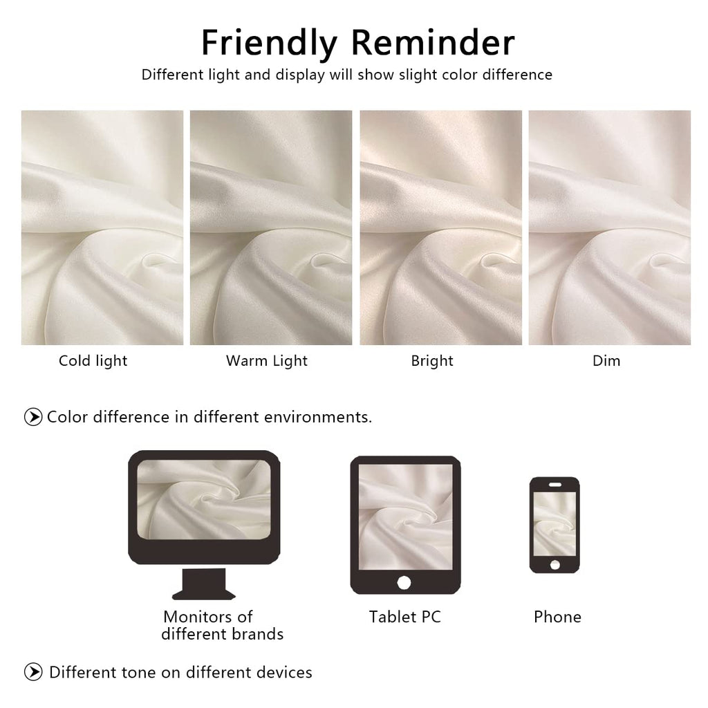 Silk Pillow Cases 2 Pack with Hidden Zipper, White