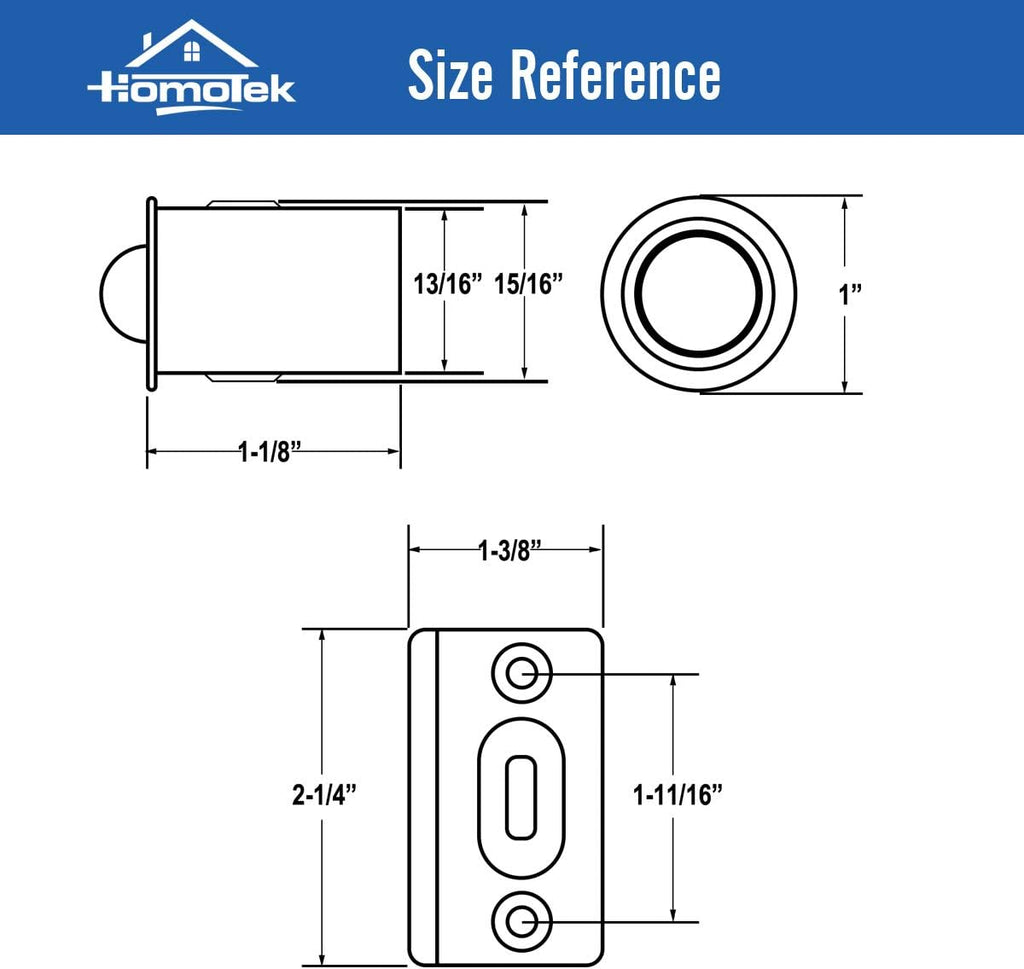 4 Pack Drive in Ball Catch with Strike Plate Doors, Satin Nickel, 13/16 Inch x 1-1/8 Inchs,Die-cast, Adjustable Tension