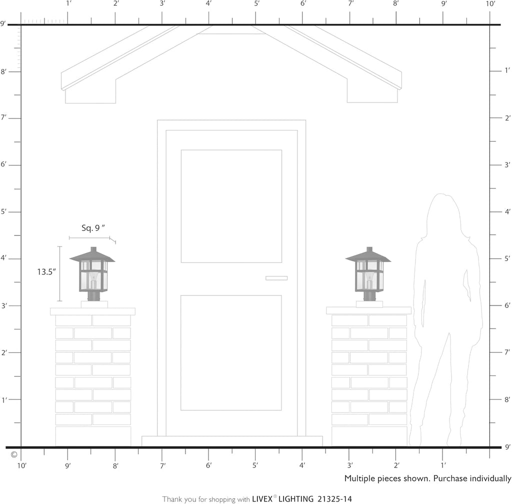 Crestlake Collection, 1 Light Satin Gold Large Outdoor Post Top Lantern with Clear Glass