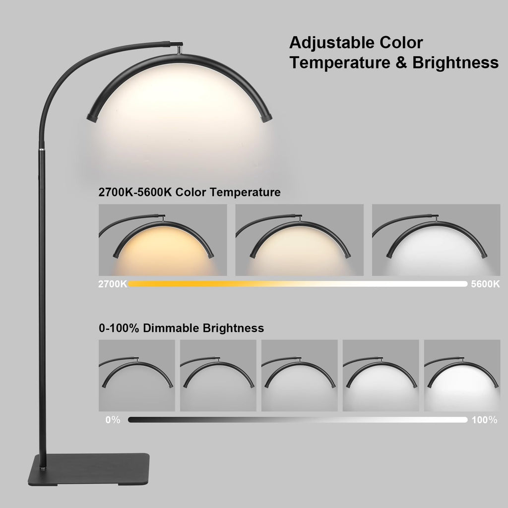 Half Moon LED Floor Light - Professional Shadow-Free Lamp for Lash Techs, Estheticians & Tattoo Artists | Remote
