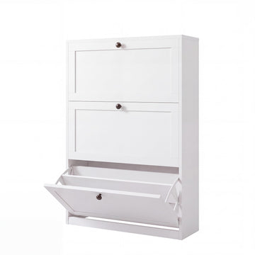 Shoe Cabinet with 3 Flip Drawers, Freestanding Shoe Storage Cabinet with Adjustable Shelf & Anti-Tipping Device, Shoe