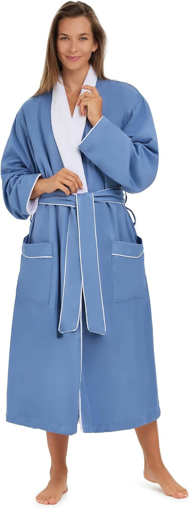 Unisex Plush Lined Microfiber Bath Robe | Soft Shell with Polyester Lining, Resort-Grade Hotel & Spa Robe with Pocket
