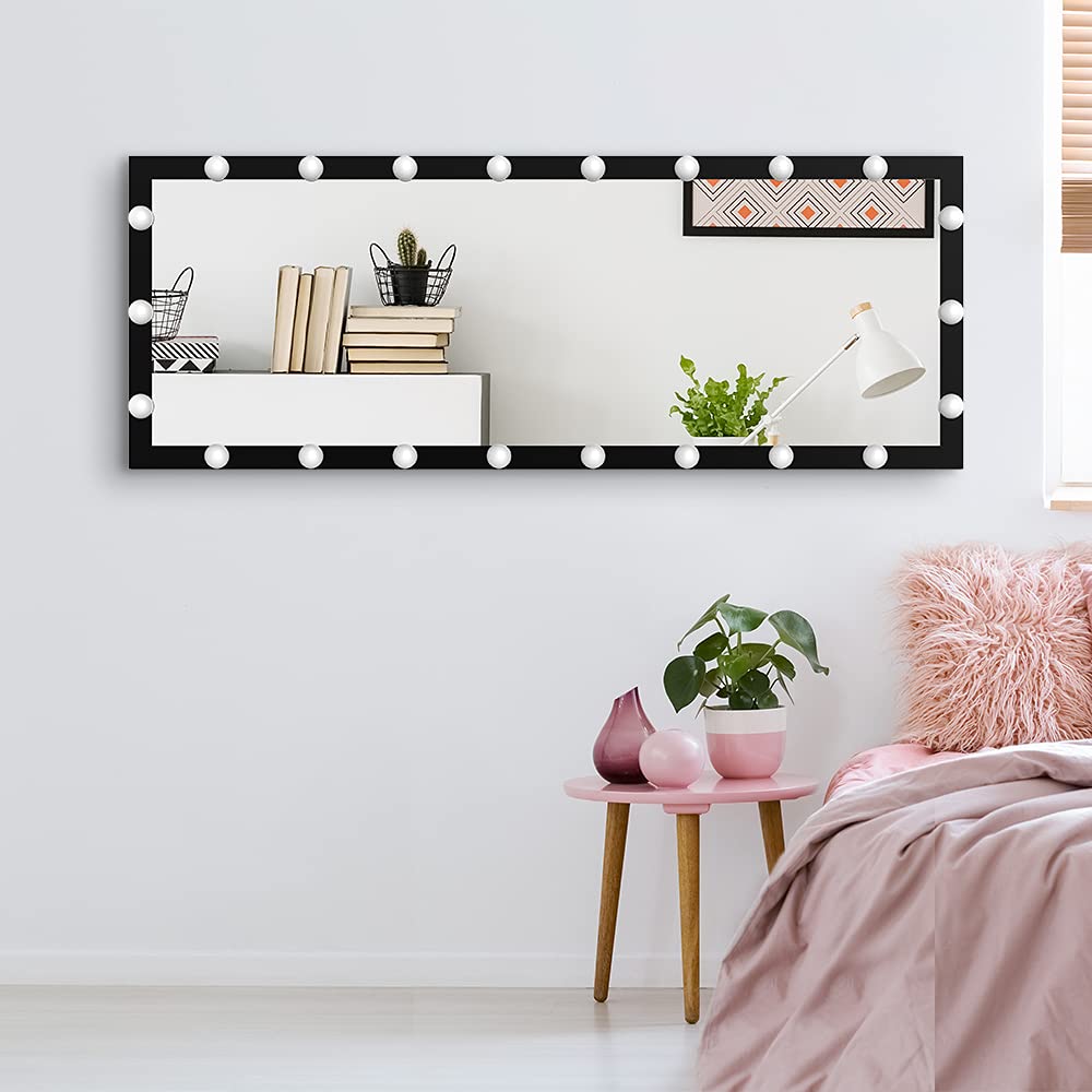 Full Length Mirror with Lights, 65" x 24" Led Standing Mirror, Wall Mounted and Floor Standing Bulbs, Wall Mounted