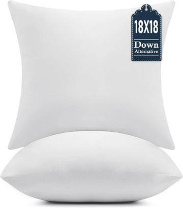 18x18 Throw Pillow Inserts - Supportive & Fluffy Down Alternative Pillow Forms for Couch, Sofa & Bed, Indoor - Set of 2