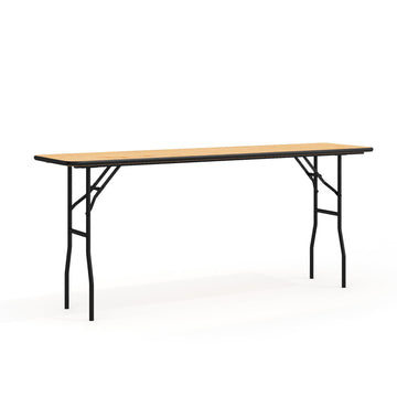 6 ft Wood Folding Banquet Table, 72" x 30", Clear Coat Finish