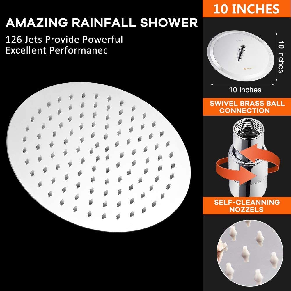 Rain Shower Head, Ultra-Thin Design-Pressure Boosting, Awesome Some Experience, High Flow Stainless Steel Rainfall