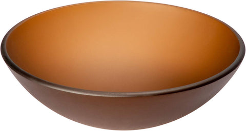 Eden Bath Brown Frosted Round Glass Sink Bowl Bathroom Vessel Sink for Vanity Top
