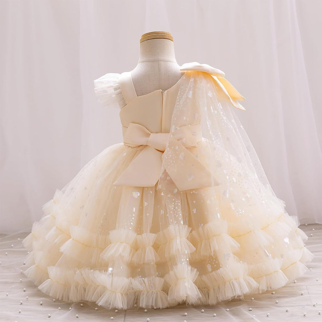 Toddler Baby Girls Sequin Heart Tutu Dress Pageant Wedding Flower Girl Dresses Princess Birthday Party Bowknot Gowns
