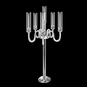 6 Arm Acrylic Candle Holder for Tables, Acrylic Candelabra Centerpieces for Taper LED Candles, 37.4 in Tall