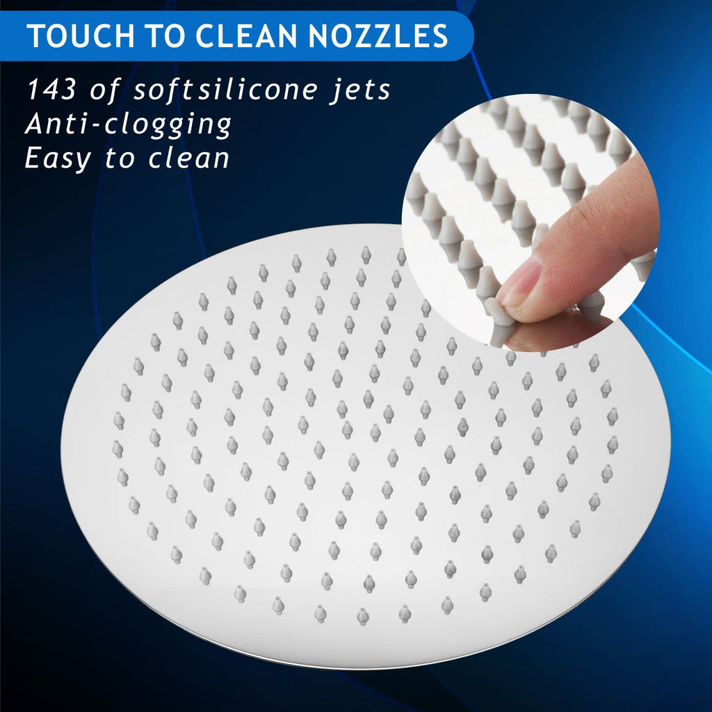 Rain Shower Head, High Flow Large Rainfall Showerhead Made of All Metal Stainless Steel, Waterfall Body Covering