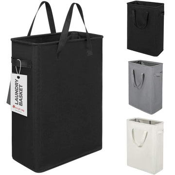 Narrow Laundry Hamper, Skinny Laundry Basket, 45L Black, 24"