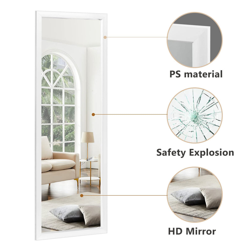 Over The Door Mirror Full Length with Hanging Brackets, or Leaning Against Wall Mounted On Wall, Door, 44''x16''