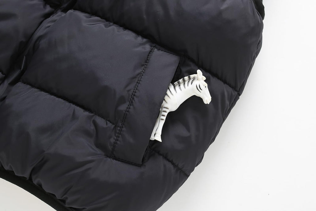 Toddler Winter Snow Puffer Down Vest Softshell Quilted Padded Sleeveless Jacket Black 120