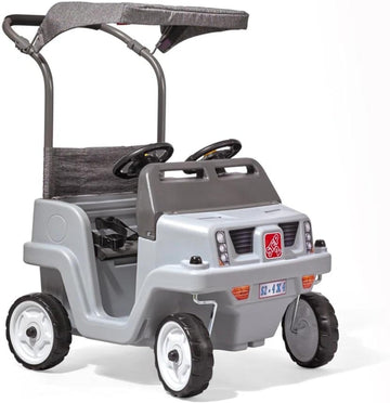 Side-by-Side Push Around SUV, Kids Push Car, 2 Seats, Stroller Substitute, Includes Seat Belts & Horns, Made