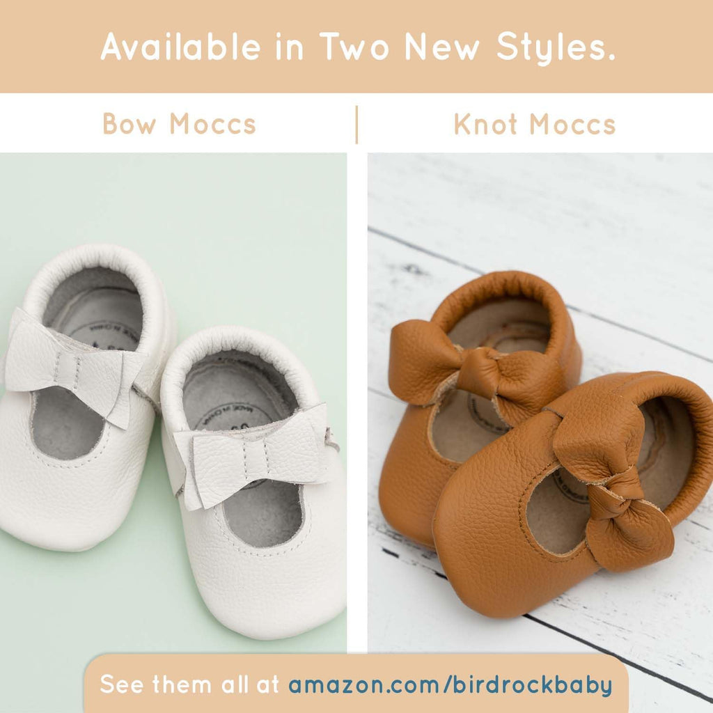 Bow and Knot Moccasins - Genuine Leather Baby Girl Shoes