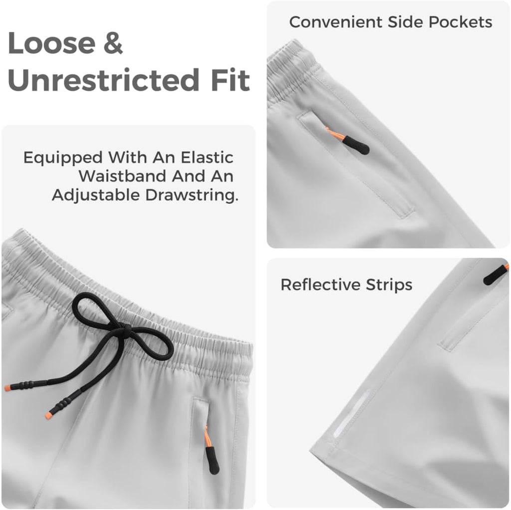 Boys Shorts Quick Dry Athletic Running Shorts with Zipper Pockets