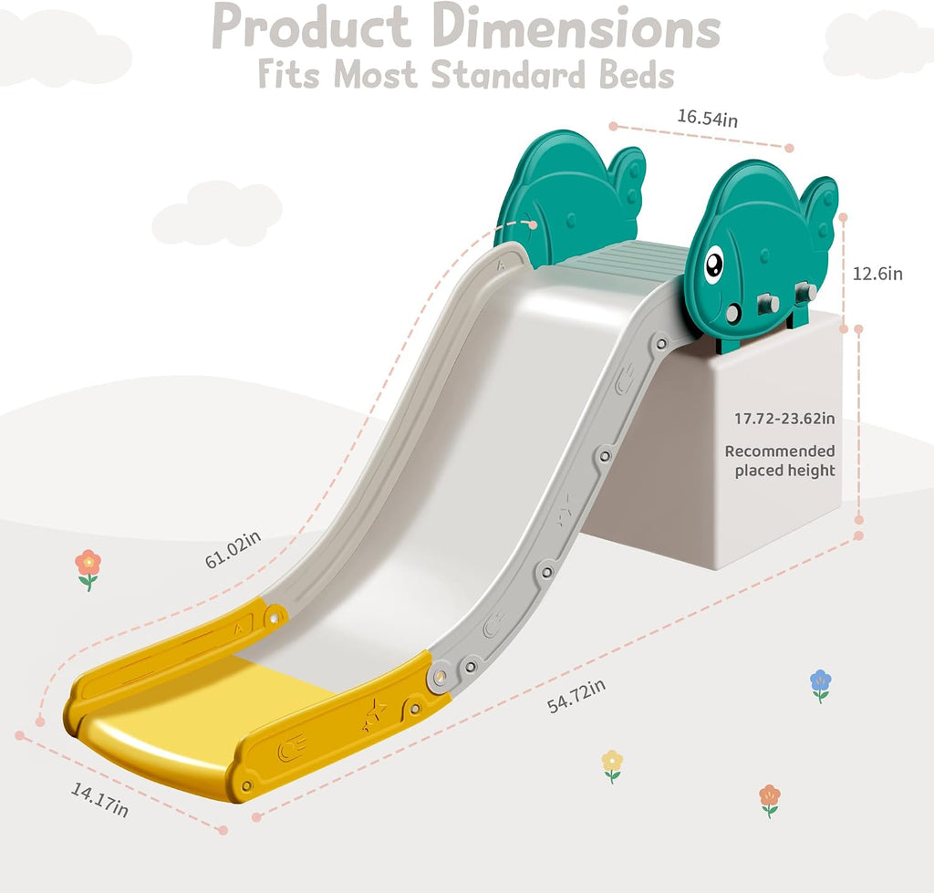 Slide for Toddlers, Upgraded Indoor Toddler Slide for Couch, Bed & Stairs, Space-Saving Kids Slide with Extended