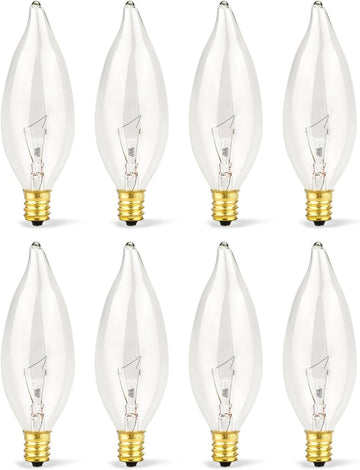Universal Crystal Clear Incandescent Light Bulb, E12 40W 120V 2500K Light Bulb Replacement, CA10 Candelabra Candle