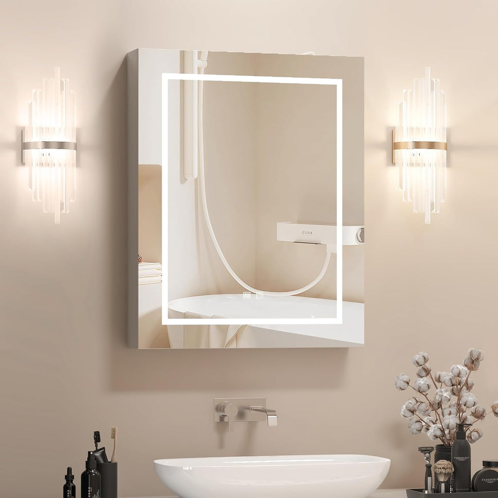 Lighted Medicine Cabinet, Led Medicine Cabinet with Mirror Wall Mounted | Bathroom Mirror Cabinet with Storage