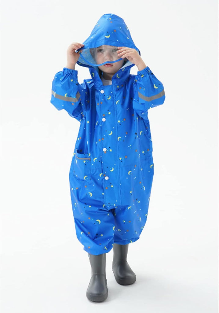 Kids Toddler Rain Suit for boys girls One Piece Hoodie Zipper Waterproof Rain Jacket Size