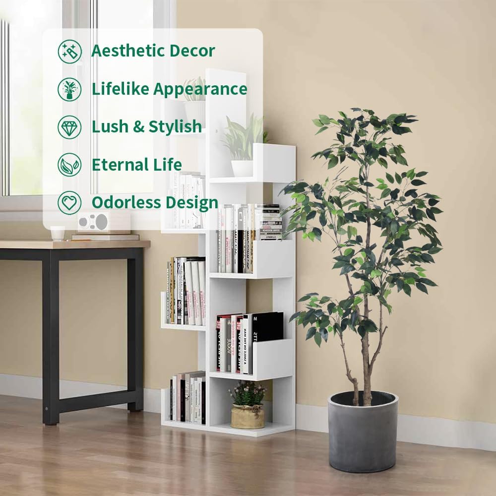 Artificial Ficus Tree 5Ft Faux Plant with Livelike Leaves Decor