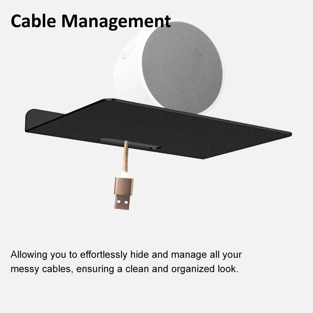 Small Floating Shelf, Wall Shelf, Metal Floating Shelves for Echo, Cameras, Small Speaker, Wall Shelves (Black 1pcs