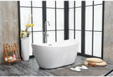Indoor Modern 54 inch soaking double slipper bathtub in glossy white