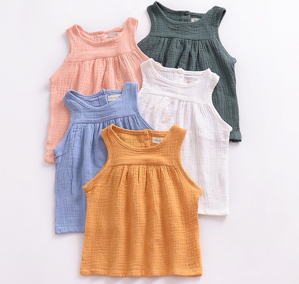 Baby Outfits Unisex Girls Boys Cotton Linen Blend Tank Tops and Bloomers